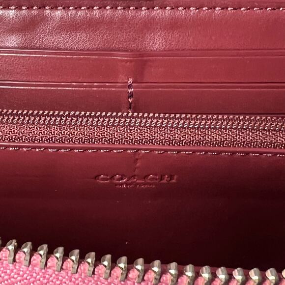 Coach Pink Accordion Zip Wallet In Signature Leather - Picture 11 of 12